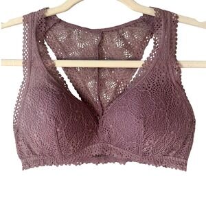 Victoria's Secret Lace Bralette‎ Racerback Padded Bra Purple Small